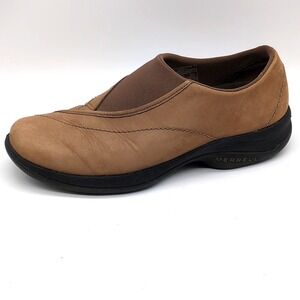 Merrell Shoes Womens Topo Curve Brown 7 Leather Loafers Stretch Air‎ Cushion